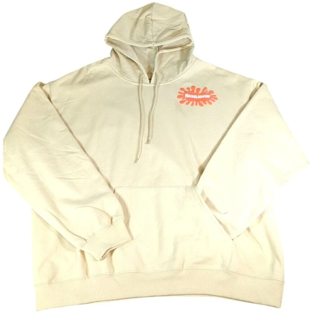 Nickelodeon Rugrats/Hey Arnold/Ren & Stimpy/Rocket Power White Hoodie, Men's 2XL
